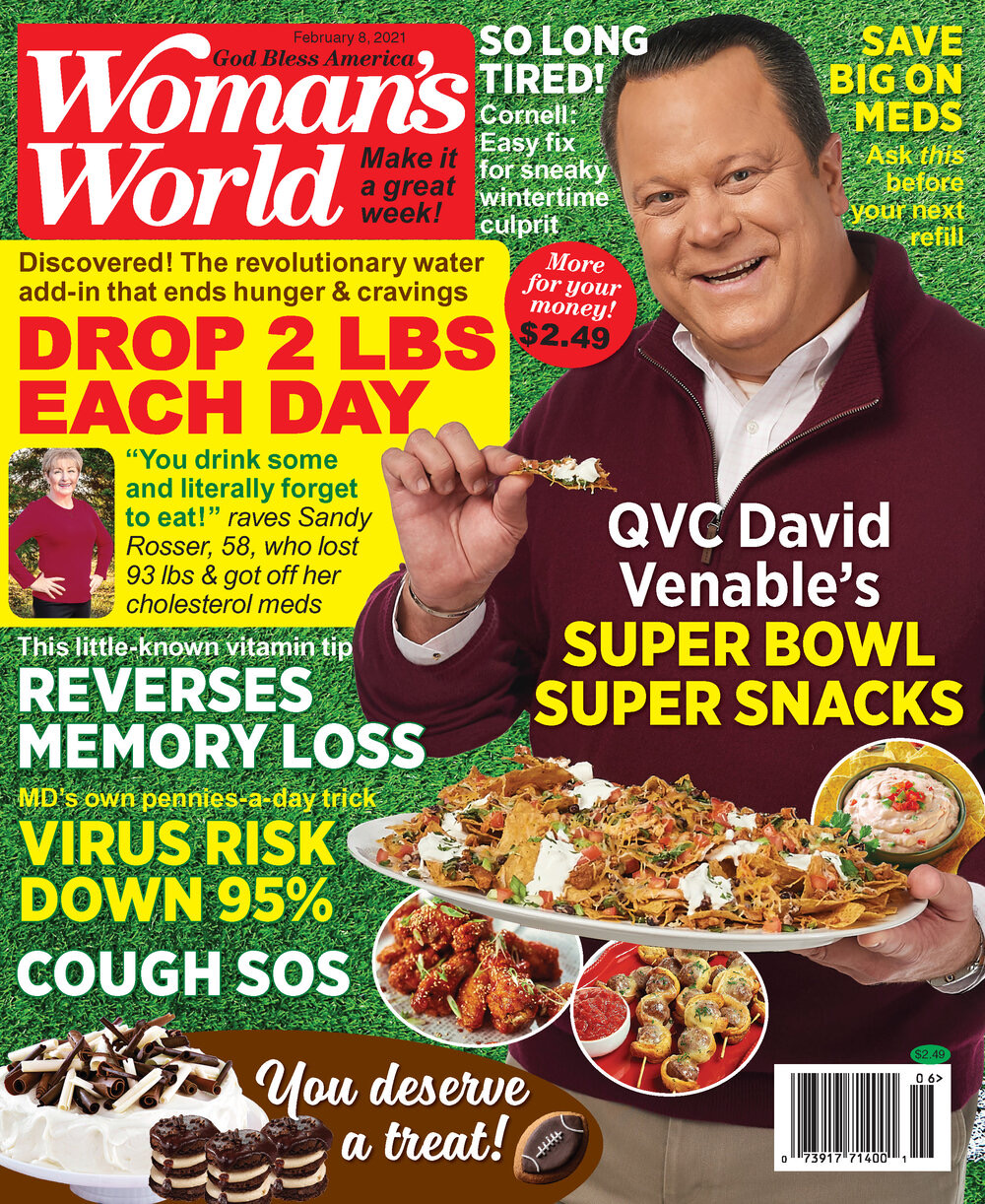 Woman's World February 8, 2021 cover featuring Sandy Rosser's Zero Hunger Water story